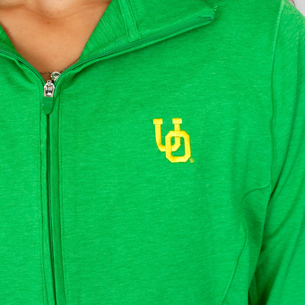 Ducks Spirit, Green, Pullover, Polyester Blend, Women, Johnny-O, Performance, UPF-50, Oregon design, 1/4-zip, Sweatshirt, 942937